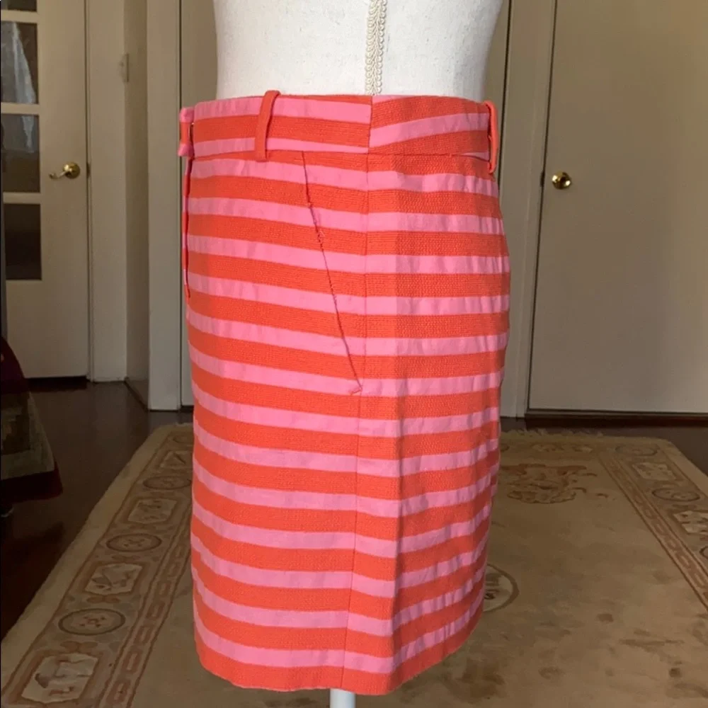 J. Crew pink and orange textured stripe mini skirt size 6